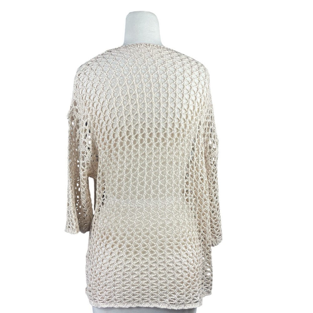 Elegant‎ Beige Crocheted Star Design Sweater, Size Large - NWT - Picture 3 of 5